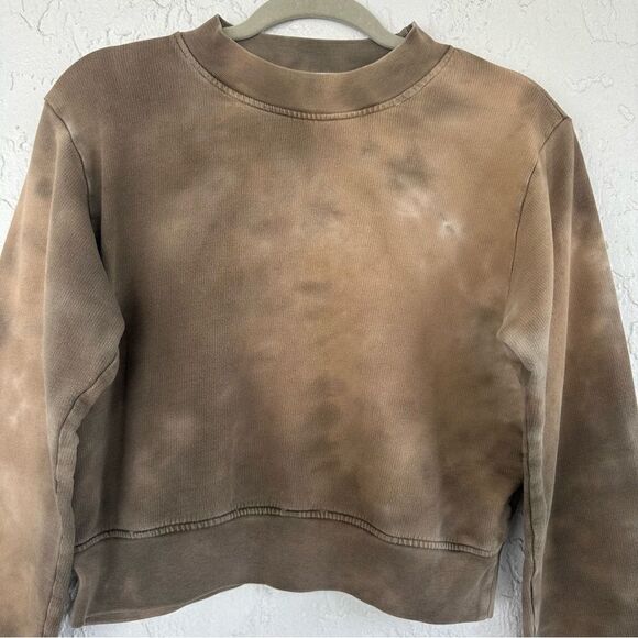 COTTON CITIZEN Sweatshirt Women XS Moss Haze Tie Dye Crop Long Sleeve Crew - Picture 2 of 7